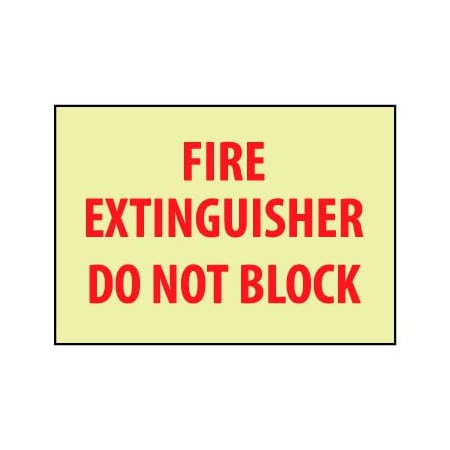 National Marker Co Glow Sign Vinyl - Fire Extingisher Do Not Block GL132P